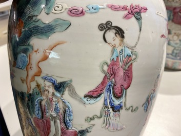 Two Chinese famille rose ginger jars, 19th C.